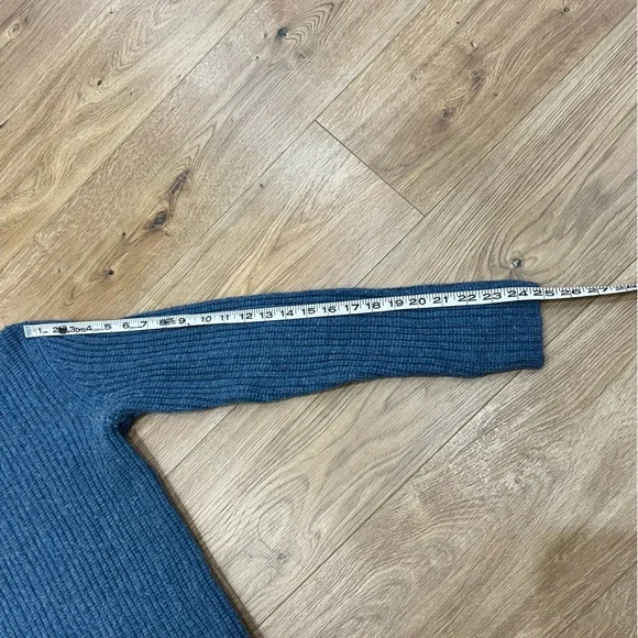 Banana Republic Wool Camel Hair Sweater Mens M Blue Gray 1/4 Zip Preppy - Picture 7 of 12